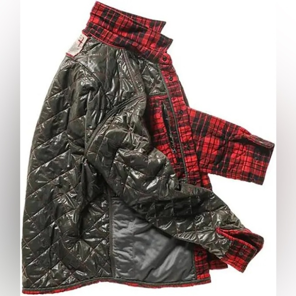 NWT Relwen Men’s Quilted Flannel Shirt Jacket Shacket Red Black Medium Large - Picture 4 of 15